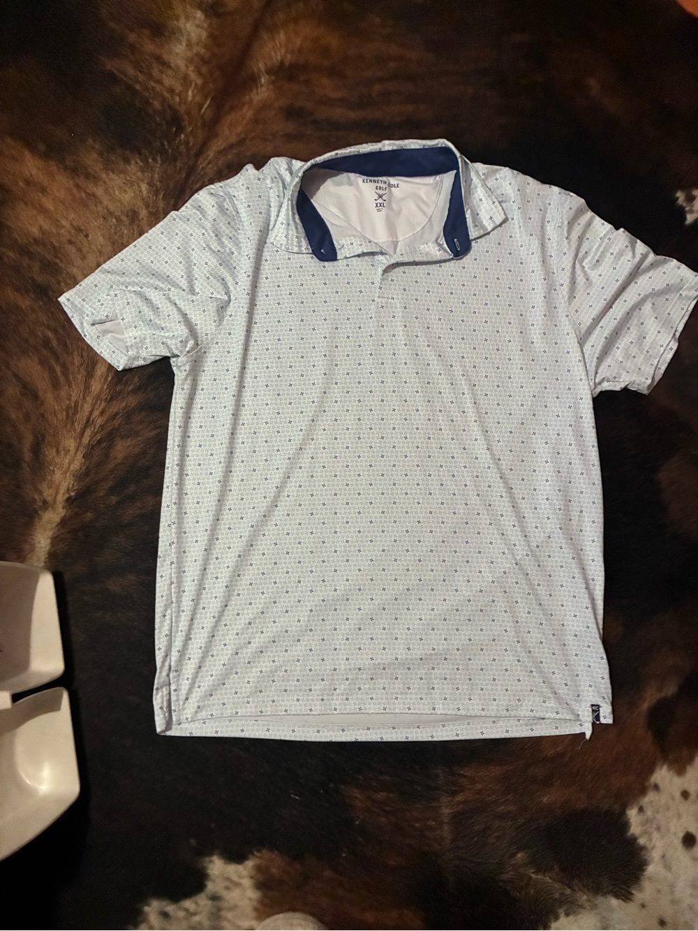 Kenneth Cole Gold Men's Light Blue Polo Shirt XXL